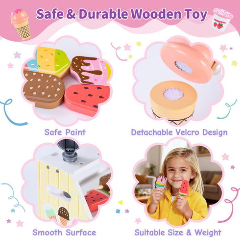 Peccvon Counter Playset 3 4 5 6 Mini Wooden Ice Cream Toys for Kids Pretend Play Kitchen Food Toys, Shop for Toddlers