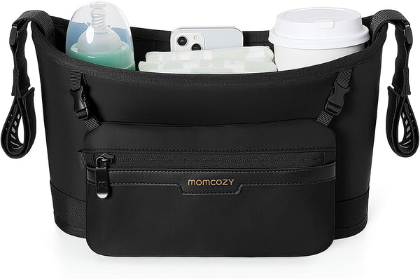 Momcozy Universal Stroller Organizer | Minimalist Caddy with 2 Insulated Bottle Holder
