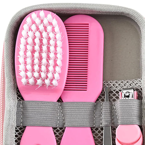 Buachois Set Baby Grooming Kit, Infant Safety Care with Hair Brush Nail Clipper Nose Cleaner Finger Toothbrush Scissor