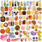 100Pcs Miniature Food Set with Storage Box, Small Resin Dollhouse Food Accessories for Pretend Play Kitchen