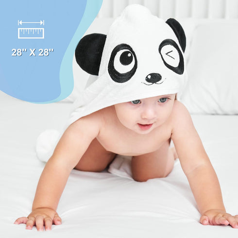 YOYOO Baby Bath Towel Viscose Derived from Bamboo, Baby Hooded Towels - Newborn Essential Cute White Panda-Perfect Baby