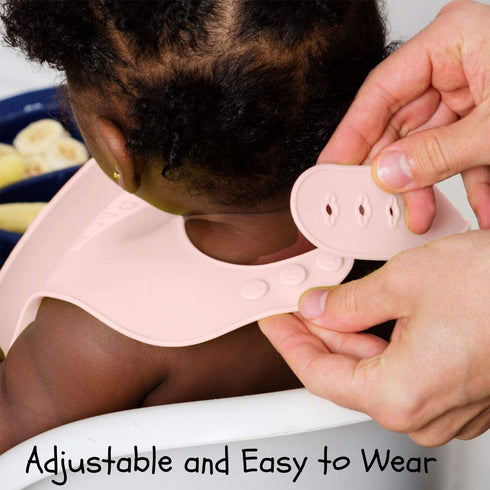 Set, EVLA'S Baby Feeding Baby Led Weaning Supplies, Adjustable Silicone Bibs, Divided Plate, Suction Bowl with Lid