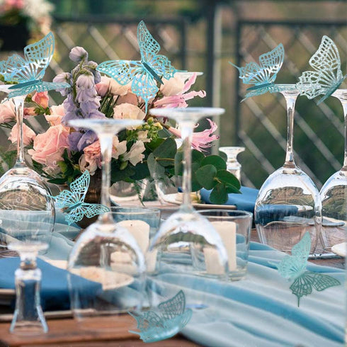 Cheerland Butterfly Wall Decor, 3D Butterflies Decals Mural, Removable Turquoise Decorations for Girl Bedroom