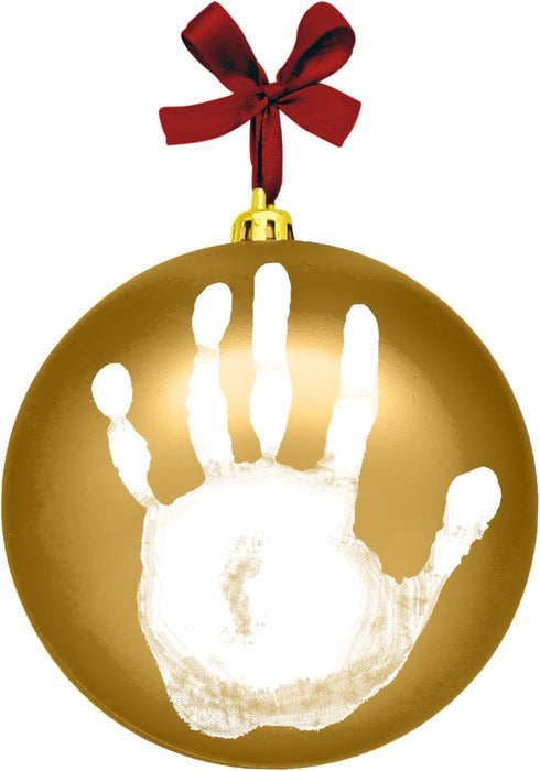 Tiny Ideas Christmas Baby's Handprint Ball Ornament, DIY Classic Hanging Bauble, Newborn Holiday Keepsake Gift