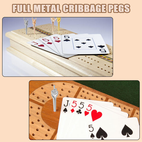 9pcs Cribbage Board Pegs, Metal Funny Finger Pegs for Cribbage Board Game Accessories in 3 Colors
