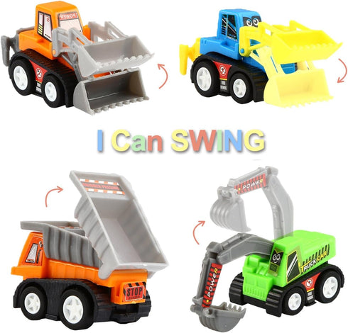 Yeonha Toys Pull Back Vehicles, 12 Pack Mini Assorted Construction Vehicles and Race Cars