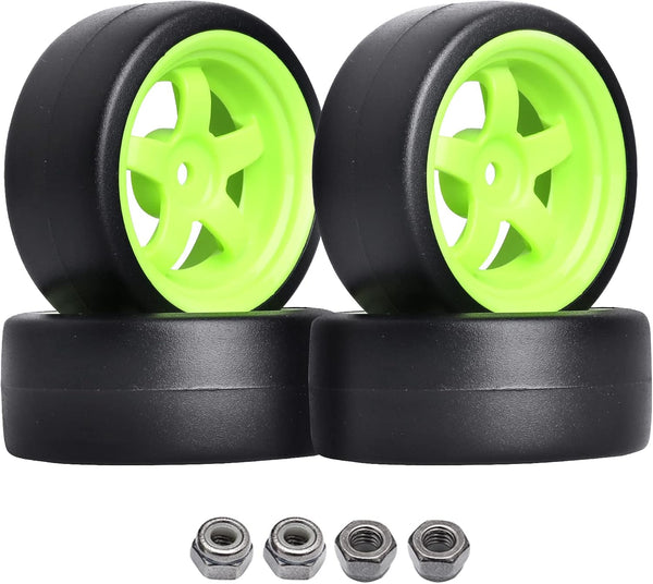 HobbyPark 12mm Hex Hard Plastic RC Drift Wheels and Tires Set of 4 for 1/10 Scale Tamiya HPI Traxxas Kyosho Redcat HSP