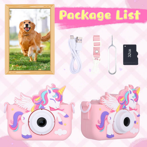Envyvip 3-8, 3 4 5 6 7 8 1080P, 32GB Unicorn Toys Camera for Kids Girls Age Toddler Kids Digital Camera Christmas