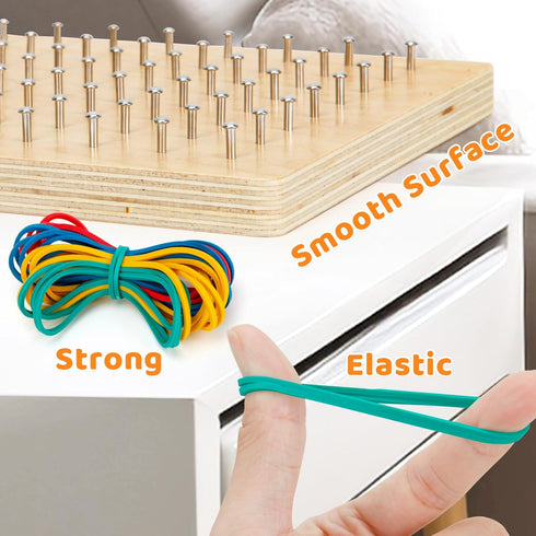 2Pack Wooden Geoboard Montessori Toy, Graphical Educational Toy for Kids with Pattern Cards