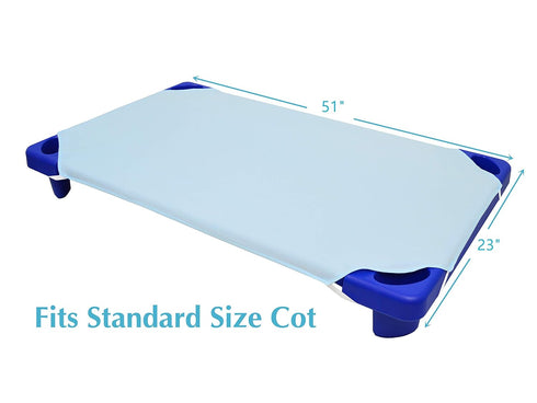 American Baby Company 100% Natural Cotton Percale Cot Sheet - Daycare Standard Size 23" x 51", Soft & Breathable (Blue)