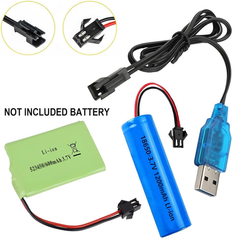 SAMLOO 2 Pack 3.7V SM-2P 3.7V Lipo Battery USB Charger Cable Port Cable for RC Boat Car Truck Toy Rechargeable Li-Po