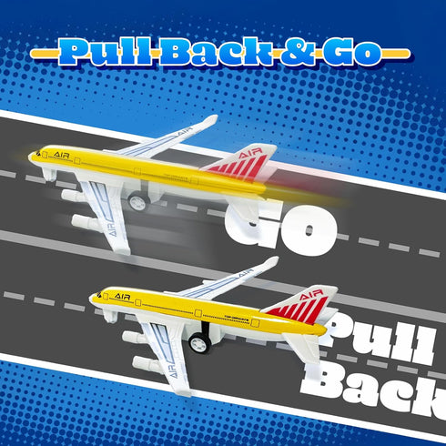 3 4 5 6 (2 pack) Airplane Toys, Metal and Plastic Plane Pull Back Airplane Toys for Years Old Boys Girls, Die Cast