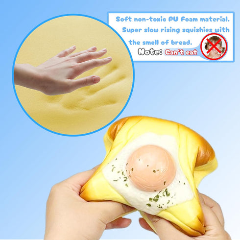 Egg Toast Squishies Super Soft Slow Rising Toy Cute Scented Simulation Food Square Cake Squishys Stress Relief Squeeze