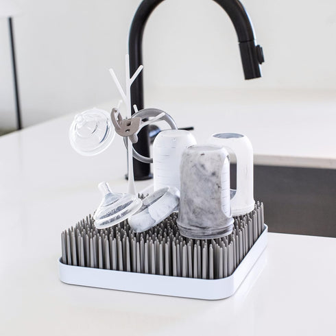 Boon Grass Plastic Drying Rack - Modern Baby Bottle Organizer, 9.75 x 9.88 x 3.0 inches - Gray