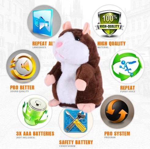 BestLand Plush Interactive Toys PRO Talking Hamster, Electronic Pet Chatimals Mouse Buddy, 5.7 x 3 inches, Brown