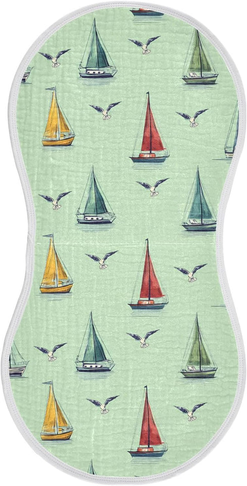 ALAZA Muslin Burp Cloths Ocean Beach Sailboat Cotton Burping Cloth for Baby