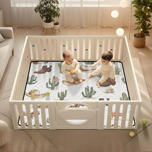 Selerdon 50" 50" Baby Play Mat Western Cowboy Horse Cactus Shoes X Play Gym Crawling Mat Soft Non-Slip Portable Picnic