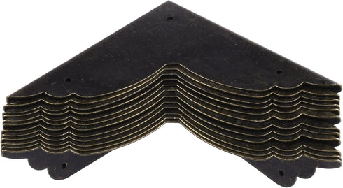 Cosmos Pack of 12 Antique Metal Box Corner Protector Edge Safety Guard for Cabinet Furniture, Bronze Tone