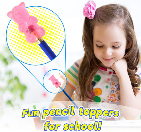 Gummi (6 Pack, 6 4530-6s JA-RU Mini Bears Pencil Toppers for Kids Bears Each) Mochi Squishy Toys. Stress Relief Fidget