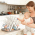 18 Countertop Large Baby Bottle Drying Rack, Space Saving Hooks Slope Travel Bottle Dryer with Removable Drip Tray