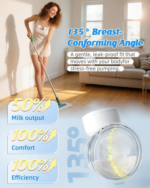 MY-376, 4 9 135 40dB, Electric Breast Pump with Models Wearable Breast Pump Hands Free for Travel & Home, Modes Levels