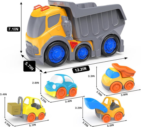 12.2" 2-4, Set 18M+, 2, 3, 4, 5, P&C Toddler Construction Dump Truck Toys for Ages Beach Sand Outdoor Toy Cars Dump