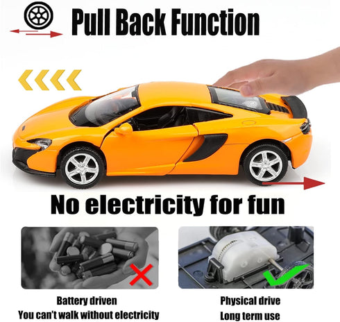 1/36 Scale Mclaren 650S Diecast Model Car, Pull Back Vehicles, Cars Gifts for Boys Girls