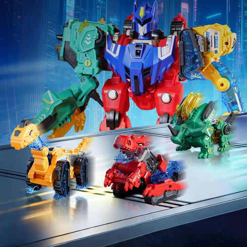 Toys,6 1 Set,Educational 3 4 5 6 VEAIS Magnetic Transform Dinosaur Robot in Transforming Robots Toy for Kids,Easy DIY