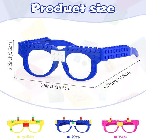 Hooqict 9 Pcs DIY Building Blocks Glasses Building Bricks Party Supplies for Kids Adults Building Block Birthday Party Favors, Carnival Party Glasses Decorations