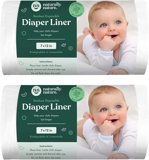 200 Count (2 100 Naturally Nature Disposable Cloth Diaper Liners, Unscented, Fragrance-Free, Chlorine Free Diaper