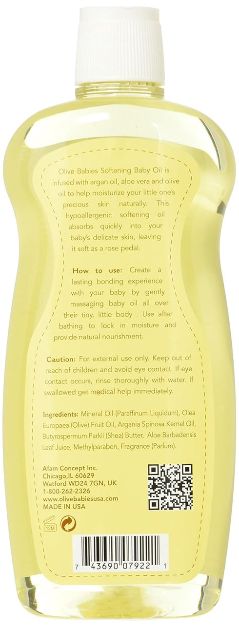 Baby Oil Multi-Purpose with Argan Oil, Aloe Vera & Olive Oil 12 oz - Hypoallergenic Solution for All Skin Types