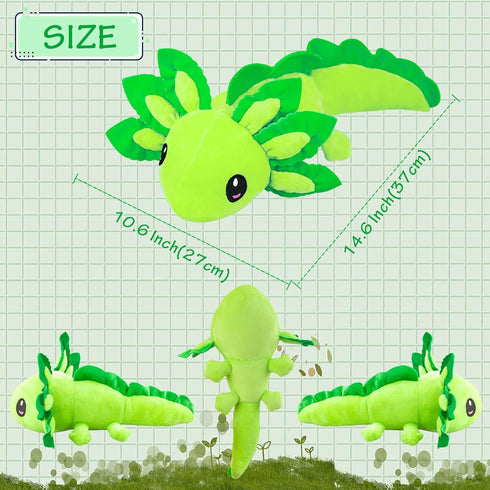 Axolotl Plush Toy,14" Axolotl Stuffed Animal,Salamander Axolotl Plush Doll Gifts for Boys Girls Birthday Christmas, New Year (Green)