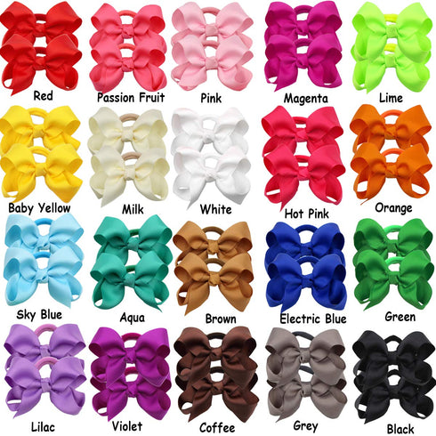 CÉLLOT 40Pcs Boutique Hair Bows Elastic Ties for Kids, Children Rubber Bands Ponytail Holders for Baby Girls Teens