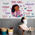 Yovkky Black Girl Religious Butterfly Wall Decal Sticker, Positive Saying You are Beautiful Nursery Decor,