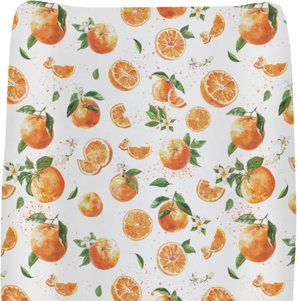 ZoUbqchY Watercolor Oranges Baby Changing Pad Covers for Boy Girl Orange Branches Flowers