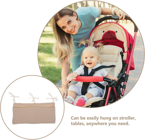 YARNOW Stroller Organizer Bag with Double Cotton Pockets, Portable Hanging Storage Bag for Diapers, Milk Bottles