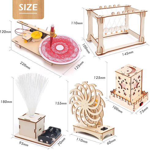 STEM Toys Wooden Building Kit for Kids Ages 8-12, Physics Science Wood Craft Set for DIY Projects