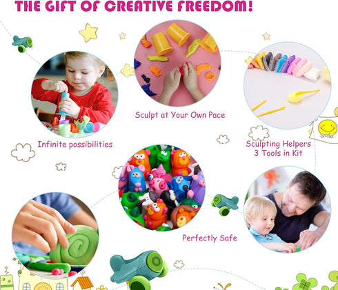 Ecurfu 36 Air Dry Clay Colors, DIY Modeling Clay with Tools, Toy Gifts for Kids