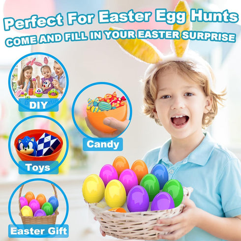 CALEST 12 6 Inch Pcs Jumbo Easter Eggs, Fillable Plastic Easter Eggs Bright Color for Easter Hunt Party Supplies, Large