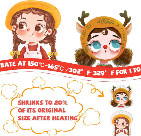 225PCS Shrinky Dink Kit, Shrink Plastic Sheets with 25PCS Shrinky Dink Paper, 100PCS Keychains for Kids Crafting