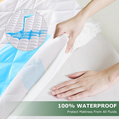 2 Pack 4" 9", 52"x28", GRT Waterproof Crib Mattress Protector Rayon Made from Bamboo,Quilted Baby Mattress Pad Fitted