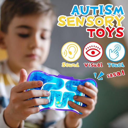 8 Pack Squeeze Fidget Toys for Kids,Squishy Sensory Tube with Maze Bead,Colorful Goo,Glitter Sequins,Stress Anxiety