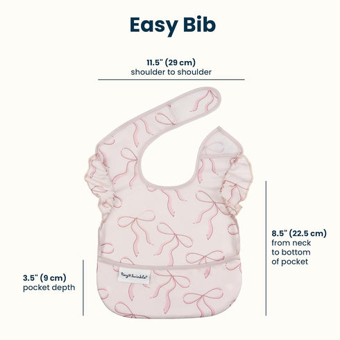 Boys(3 Pack,Toile,Bows) Tiny Twinkle Mess-Proof Baby Bibs for Eating | Waterproof, Wipeable Toddler Bibs with Catch-All