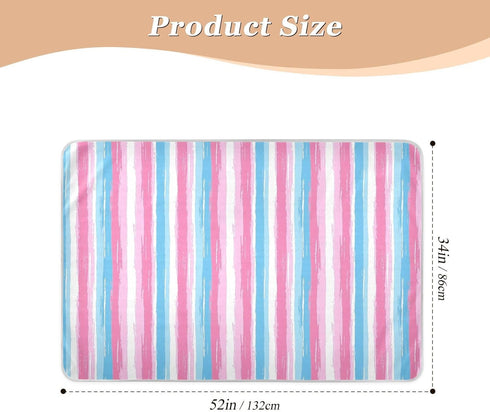 siphylline 52" 34" Pink and Light Blue Stripe Patterndoodle Art Extra Large Resuable Changing Pad Covers Highly