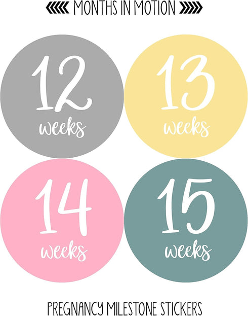 Pregnancy Weekly Belly Growth Stickers - 36 pcs Purple Pink, Matte Finish for Maternity Photo Sessions
