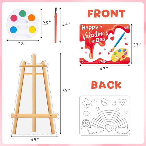 24 Sets, Golden Associate Valentines Day Cards Easel Cardboard for Kids School Pcs, Mini Watercolor Paint Classroom