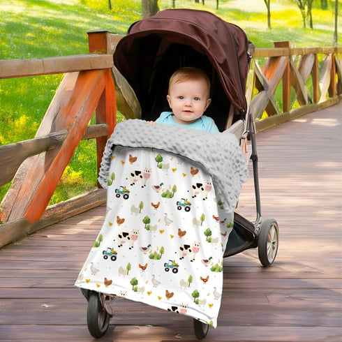Jola's House 2 Pack 30 40 Inch Farm Animal Baby Blankets Unisex Soft Nursery Double Layer Minky Blanket with Dotted