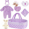 BABESIDE 8 Pcs Reborn Baby Doll Clothes with Bassinet for 17-22 Inch