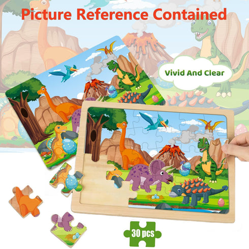 Wooden Puzzles for Kids Ages 4-6, 6 Packs 30 PCs Jigsaw Puzzles for Learning Educational Toys for Boys and Girls