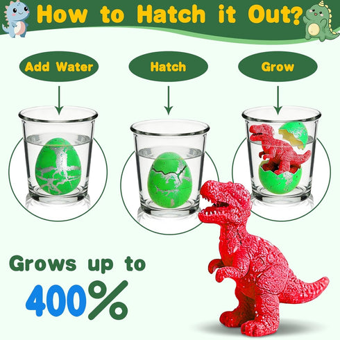 24 Pcs Large Hatching Dinosaur Eggs Easter Party Favors, Easter Egg Filled Toys for Kids Toddlers Grow in Water Dinos